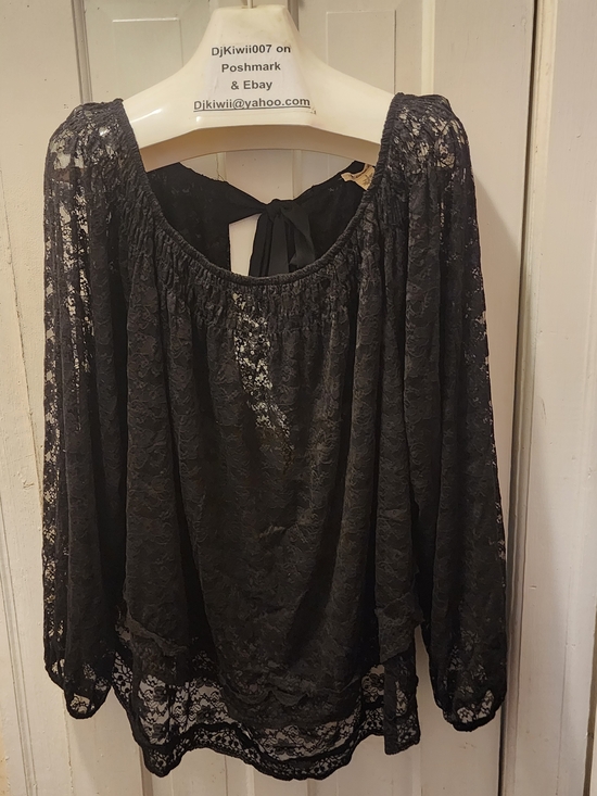 torrid Tops - New! 3x [Torrid x Festi] Black Tie Back Lace Top